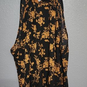 Floral Black and Gold Sleeveless Top